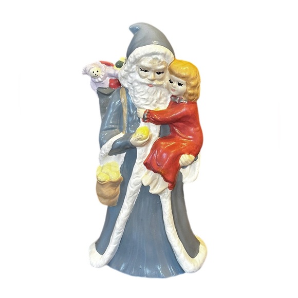 Vintage 1950's Santa Claus  Holding Child Ceramic Figurine Christmas Decoration - Picture 1 of 9